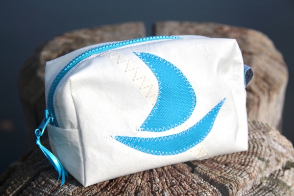 Segeltuch Kosmetiktasche eckig mit Boot türkis